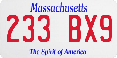 MA license plate 233BX9