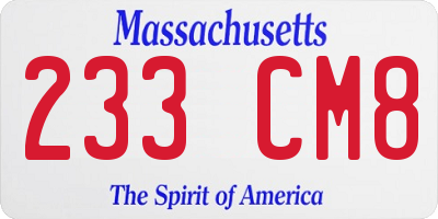 MA license plate 233CM8