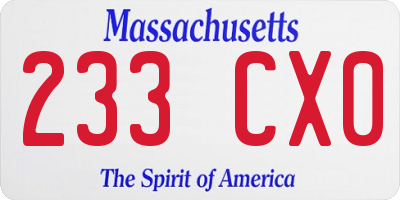 MA license plate 233CX0