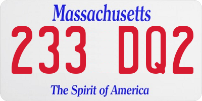 MA license plate 233DQ2