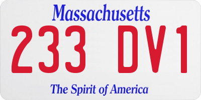 MA license plate 233DV1