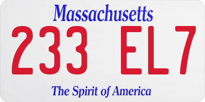 MA license plate 233EL7