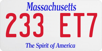 MA license plate 233ET7