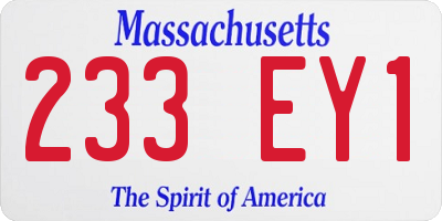 MA license plate 233EY1