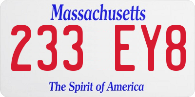 MA license plate 233EY8