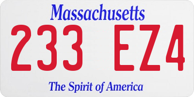 MA license plate 233EZ4