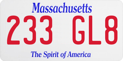 MA license plate 233GL8