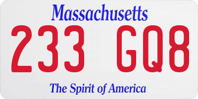 MA license plate 233GQ8