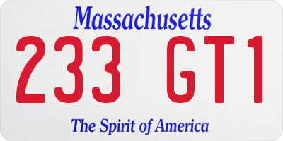 MA license plate 233GT1