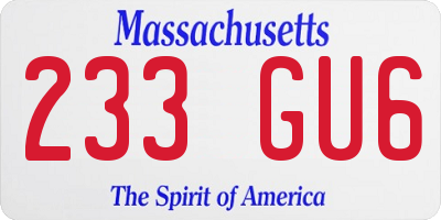 MA license plate 233GU6