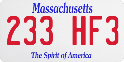 MA license plate 233HF3