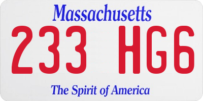 MA license plate 233HG6