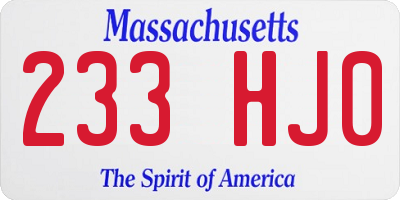 MA license plate 233HJ0