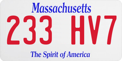 MA license plate 233HV7