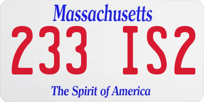 MA license plate 233IS2