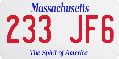 MA license plate 233JF6