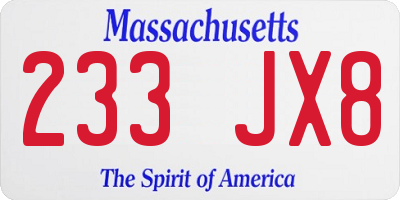 MA license plate 233JX8