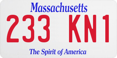 MA license plate 233KN1