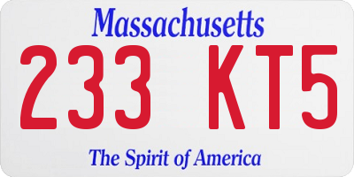MA license plate 233KT5