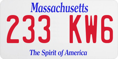 MA license plate 233KW6