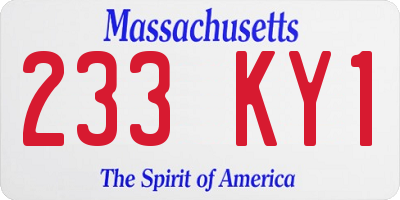 MA license plate 233KY1