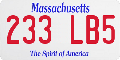 MA license plate 233LB5