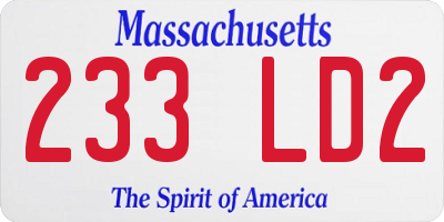 MA license plate 233LD2