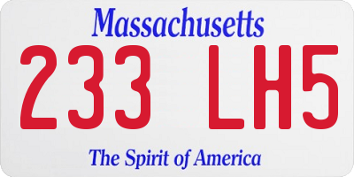 MA license plate 233LH5