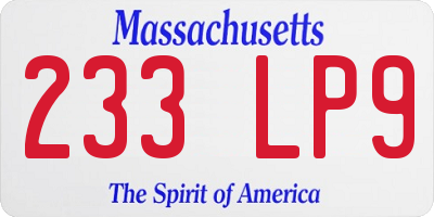 MA license plate 233LP9