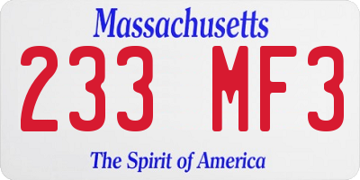 MA license plate 233MF3