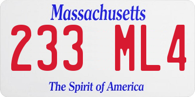MA license plate 233ML4