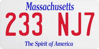 MA license plate 233NJ7