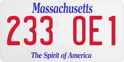 MA license plate 233OE1