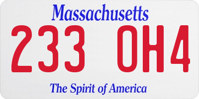 MA license plate 233OH4