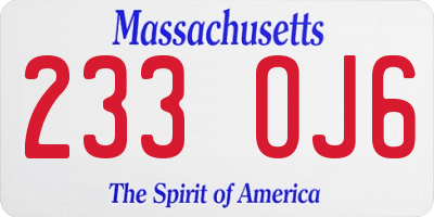 MA license plate 233OJ6