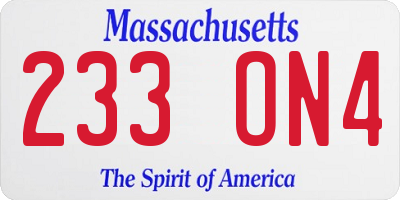 MA license plate 233ON4