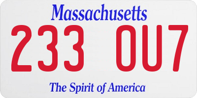 MA license plate 233OU7