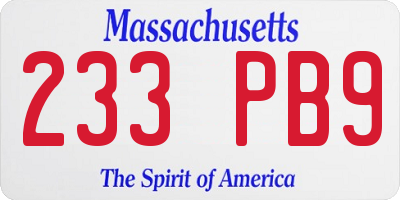 MA license plate 233PB9