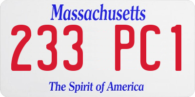 MA license plate 233PC1