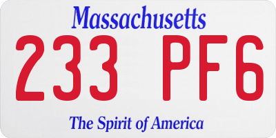 MA license plate 233PF6