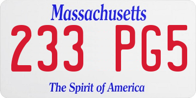 MA license plate 233PG5