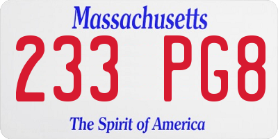 MA license plate 233PG8