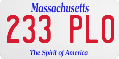 MA license plate 233PL0
