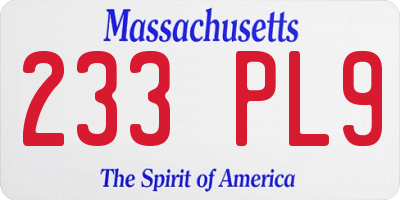 MA license plate 233PL9