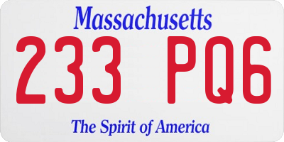 MA license plate 233PQ6