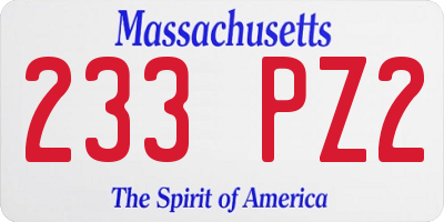 MA license plate 233PZ2