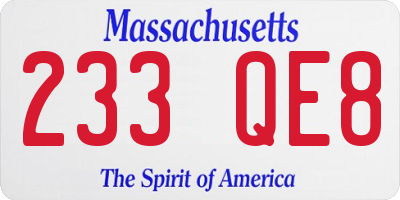 MA license plate 233QE8