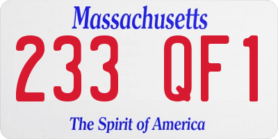 MA license plate 233QF1