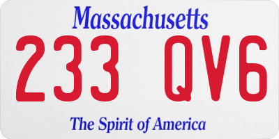 MA license plate 233QV6