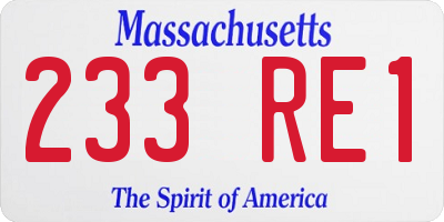 MA license plate 233RE1